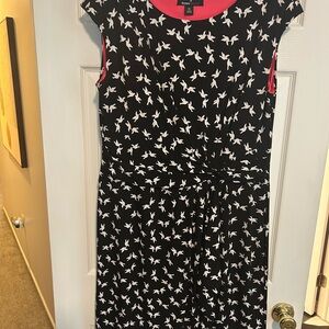 Ronni Nicole Black and White Bird Pattern Midi Dress